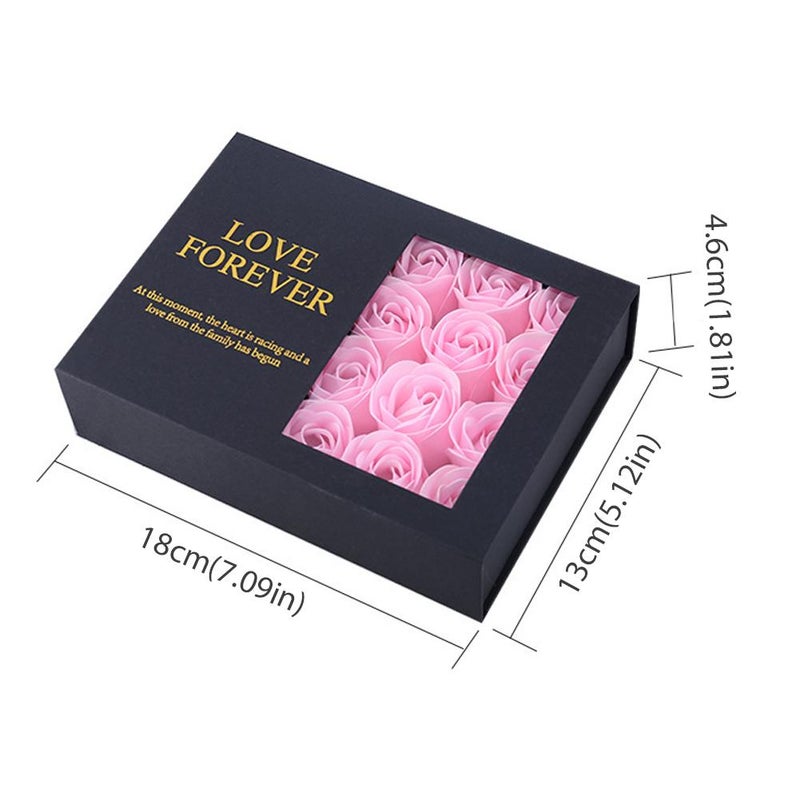 Valentine's Day Rose Jewelry Box Preserved Flower Roses Box,Ringbox with 12pcs Soap Eternal Rose Necklaces Boxes,Romantic Gift Boxes for Mom Her Valentines Day Wedding Party Supply (necklace blue) - Image 5